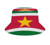 Chapeau Bob Unisexe avec Imprimé Suriname Drapeau Intégral,Polyester Sergé Léger,Pliable et Confortable,Idéal pour Voyage,Festival et Plage,Red