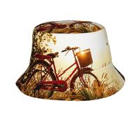 Chapeau bob unisexe coucher de soleil avec vue rurale pour l'extérieur, la plage, les vacances, la rentrée scolaire, noir