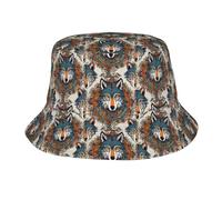 Chapeau bob unisexe imprimé loup motifs colorés Draw02 et chapeau de soleil de plage plein air Able Beach Fisherman Hats, noir, taille unique