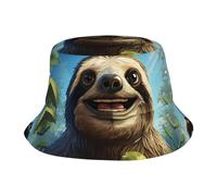 Chapeau bob unisexe mignon dessin animé paresseux drôle été voyage pêcheur plage voyage chapeau de soleil chapeau extérieur casquette noir
