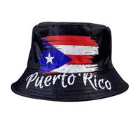 Chapeau Bob Unisexe Motif Drapeau Porto Rico Imprimé Graphique Chapeau de Soleil Pliable en Coton Bob de Pêcheur pour Homme Femme Voyage Plage Été