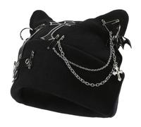 Chapeau Bonnet Avec Oreilles De Chat | Accessoire Streetwear Punk Tricot Design Chaîne | Chapeau Chaud Goth Pour L'Hiver | Pour Femmes Filles Adolescentes Noël Party En Plein Air Cosplay