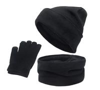 Chapeau Bonnet d'hiver avec Écharpe et Gants à Écran Tactile, Ensemble Thermique Tricoté Hiver 3 en 1,avec Doublure en Polaire Cosy,Unisexes pour en Plein air et Quotidien,Convenable