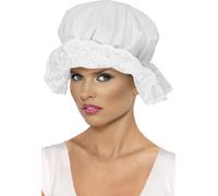 Chapeau Bonnet Victorien Blanc Accessoire De Costume Pour Femme