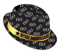 Chapeau - Borsalino - Déguisement - Anniversaire - 60 ans - Noir et or - Adulte Or G