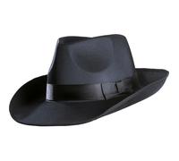 WIDMANN MILANO PARTY FASHION 2487G - Chapeau de gangster en satin, noir, charleston, années 20, fête à thème, carnaval