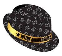 chapeau borsalino noir joyeux anniversaire - CD4522+ANN Or / Noir G