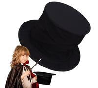 Chapeau chapelain noir victorien - Chapeau melon noir avec finition velours noir, chapeau magique et style XIXe siècle, chapeau de magicien noir avec compartiment caché, accessoires de déguisement