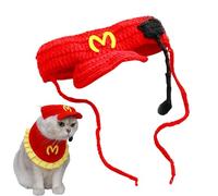 Chapeau chat - Casquette artisanale en coton pour animaux | Bonnet tricoté pour chien S, M, L | Accessoire léger amusant à thème carton pour usage quotidien Photos et idées cadeaux