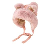 Chapeau chaud d'automne et d'hiver en peluche pour femme avec de jolies petites oreilles et pull en velours tricoté en laine Lei Feng Chapeau thermique pour homme E Cold, rose, Taille unique