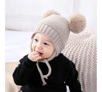 Chapeau Chaud Pour Bébé De 3 À 6 Mois, Grand Pompon, Cravate Au Menton, Tricoté, Chaud Pour Hiver, Garçon Et Fille