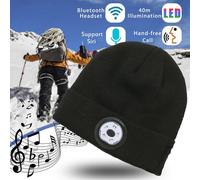 Chapeau chaud unisexe, casque de musique sans fil Bluetooth pour vélo, casque d'écoute LED pour course de nuit, Sport en plein air, éclairage d'urgence