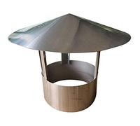 Chapeau cheminée Acier Inoxydable avec Protection Anti-Pluie, Capuchon Ventilation Rond Coupe-Vent, Embout Protection.