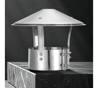 Chapeau Cheminée Rond 75 90 100 110 125mm Hotte de Cheminée en Acier Inoxydable Capuchon de Pluie, Couvercle de Désenfumage Ventilation Extérieur, Pour Tuyaux de Poêle(90mm)