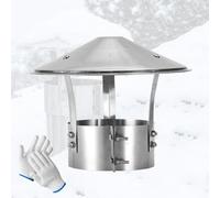 Chapeau Chinois de Cheminée Inox, Couverture Protection Tuyau de Poêle | Couvercle Résistant aux Intempéries pour Évacuation de Toit, Protège Contre la Pluie avec Gants(110mm/4.4")