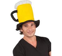 Chapeau chope de bière - bonnet en peluche avec anse pour les fêtes populaires