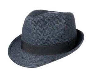 Chapeau Classic Herringbone Trilby by Lipodo noir-bleu L (59-60 cm)