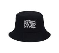 Chapeau cloche brodé pour femme, sports de plein air, pêcheur pour adolescents, décontracté, printemps, résistant au soleil, motif lettre, unisexe, chapeaux respirants pour adolescents, Noir , Taille