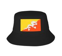 Chapeau cloche confortable drapeau du Royaume du Bhoutan avec double couche de protection solaire facile à transporter adapté à diverses activités de plein air Noir