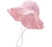 Chapeau cloche de soleil pour bébé avec bord à volants, gaze de coton douce et respirante pour les nourrissons de 0 à 12 mois, protection UV à large bord pour la plage et les activités d'été de plein