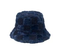 Chapeau cloche d'hiver en fausse fourrure, chapeau de pêcheur en peluche, chapeau de pêche pour femme, chapeau d'hiver, bleu marine, L