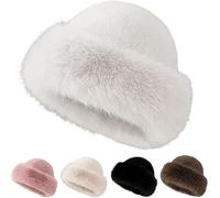 Chapeau cloche d'hiver en fausse fourrure pour femme, chapeau chaud en fausse fourrure de vison, blanc, Taille M