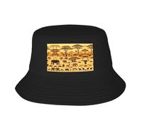 Chapeau cloche double couche motif animaux africains des prairies, convient pour toutes les saisons, pliable, convient pour l'extérieur, la pêche, les voyages, noir