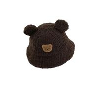 Chapeau cloche doublé en polaire confortable pour enfants - Bonnet de lavabo chaud et doux pour garçons et filles âgés de 3 à 8 ans - Automne et hiver - Accessoire tendance, marron foncé, Taille