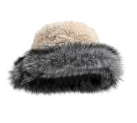 Chapeau cloche en fourrure pour sports de plein air, chaud et surdimensionné pour l'hiver, peluche épaisse, beige, taille unique
