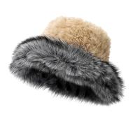 Chapeau cloche en fourrure pour sports de plein air, chaud et surdimensionné pour l'hiver, peluche épaisse, kaki, taille unique