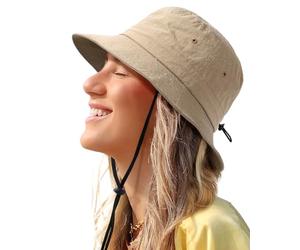 Chapeau cloche imperméable pour homme et femme - Chapeau de pluie UPF 50+ à large bord - Chapeau de soleil pliable pour l'été, la plage, la pêche, le safari, kaki, Taille unique
