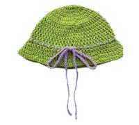 Chapeau cloche occidental tissé à la main nœud respirant Cloches Vintage Simple Chapeau Crochet coloré Bowknot Seau Chapeaux pour femme, vert gazon, Taille unique