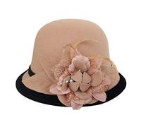Chapeau cloche pour femme élégant vintage des années 20 Fedora Chapeau d'hiver en laine pour femme Chapeaux d'église, kaki, taille unique