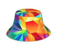 Chapeau cloche réfléchissant géométrique arc-en-ciel unisexe =>> léger, respirant, pliable. Circonférence du chapeau : 64 x bord : 6,3 x hauteur du chapeau : 8,4 cm., Arc-en-ciel, taille unique