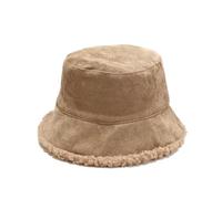 Chapeau cloche réversible en fausse fourrure pour femme - Casquette d'hiver en velours côtelé - Chapeaux de pêcheur - Casquettes panama, kaki, 6 7/8 / 7 1/4