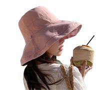 Chapeau Cloche réversible pour Femme,Chapeau Cloche d'été, Chapeau de Plage,Casquette de Voyage Pliable,avec Corde Coupe-Vent pour Voyage Vacances (FR/ES, Alpha/Lettres, Taille Unique, Rose)