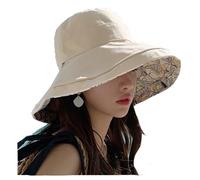 Chapeau Cloche réversible pour Femme,Chapeau Cloche d'été, Chapeau de Plage,Casquette de Voyage Pliable,avec Corde Coupe-Vent pour Voyage Vacances (FR/ES, Alpha/Lettres, Taille Unique, Beige)
