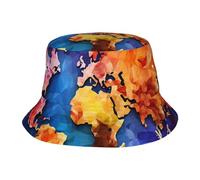 Chapeau cloche unisexe avec carte des couleurs pour l'été, les voyages, la plage, les voyages, le soleil, le plein air, noir