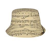 Chapeau cloche unisexe avec notes de musique sur papier ancien, chapeau de pêcheur, plage, voyage, chapeau de soleil, casquette d'extérieur