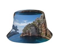Chapeau cloche unisexe mignon arche à Majorque Espagne été voyage pêcheur chapeau de plage voyage chapeau de soleil chapeau d'extérieur noir taille unique XL