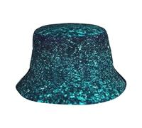 Chapeau cloche unisexe mignon bleu sarcelle paillettes été voyage pêcheur plage voyage chapeau de soleil chapeau d'extérieur