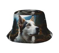 Chapeau cloche unisexe mignon chien à la recherche de lointain été voyage pêcheur chapeau de plage voyage chapeau de soleil chapeau extérieur casquette noir