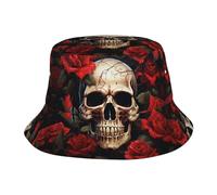 Chapeau cloche unisexe mignon crâne rose rouge été voyage pêcheur plage voyage chapeau de soleil chapeau d'extérieur