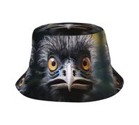 Chapeau cloche unisexe mignon Emu Summer Travel Fisherman Cap Beach Travel Chapeau de soleil Chapeau d'extérieur Noir
