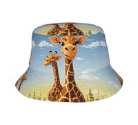 Chapeau cloche unisexe mignon girafe été voyage pêcheur plage voyage chapeau de soleil chapeau extérieur casquette noir