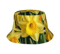 Chapeau cloche unisexe mignon jaune jonquilles fleurs d'été chapeau de pêcheur voyage plage voyage chapeau de soleil chapeau de plein air, noir, taille unique XL