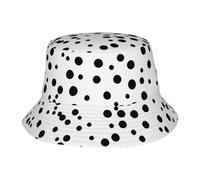 Chapeau cloche unisexe mignon noir et blanc à pois pour l'été, la plage, le voyage, le soleil, noir, taille unique XL