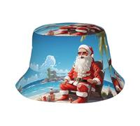 Chapeau cloche unisexe mignon Père Noël à la plage été voyage pêcheur plage voyage chapeau de soleil chapeau extérieur casquette noir