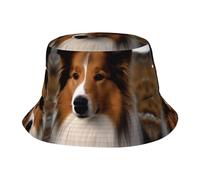 Chapeau cloche unisexe mignon Shetland Sheepdog Summer Travel Fisherman Cap Beach Travel Chapeau de soleil Chapeau d'extérieur Noir