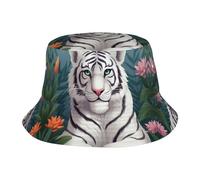 Chapeau cloche unisexe mignon tigre blanc été voyage pêcheur plage voyage chapeau de soleil chapeau extérieur